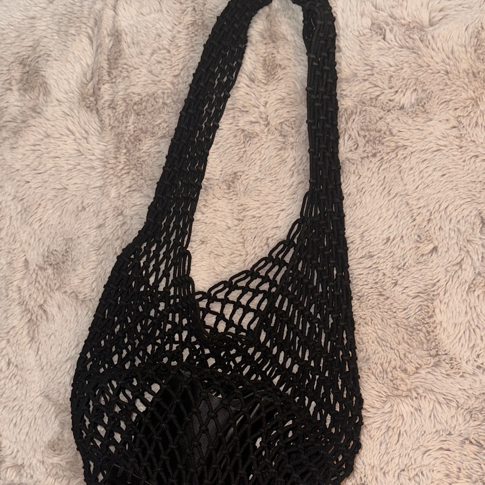 Elegant Black Mesh Tote Bag
